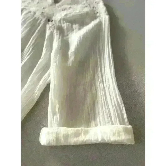 Free People Sz S Sun Moon Tunic Dress Ivory Mini Ruffle Embroidery Prairie Fairy - Picture 8 of 15